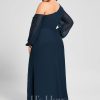 Formal & Evening | Trumpet/Mermaid Asymmetrical Floor-Length Chiffon Evening Dress With Pleated Dark Navy – Womens