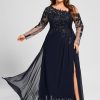 Formal & Evening | Trumpet/Mermaid Asymmetrical Illusion Floor-Length Lace Chiffon Evening Dress With Sequins As Picture – Womens