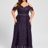 Formal & Evening | Trumpet/Mermaid Off the Shoulder Cold Shoulder Floor-Length Chiffon Sequin Lace Evening Dress With Beading As Picture – Womens