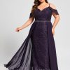 Formal & Evening | Trumpet/Mermaid Off the Shoulder Cold Shoulder Floor-Length Chiffon Sequin Lace Evening Dress With Beading As Picture – Womens