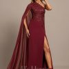 Formal & Evening | Trumpet/Mermaid One Shoulder Floor-Length Lace Chiffon Evening Dress With Sequins As Picture – Womens