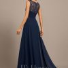 Formal & Evening | Trumpet/Mermaid V-Neck Floor-Length Lace Sequin Chiffon Evening Dress With Pleated As Picture – Womens