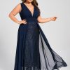 Formal & Evening | Trumpet/Mermaid V-Neck Floor-Length Lace Sequin Chiffon Evening Dress With Pleated As Picture – Womens