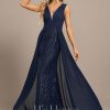 Formal & Evening | Trumpet/Mermaid V-Neck Floor-Length Lace Sequin Chiffon Evening Dress With Pleated As Picture – Womens