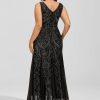 Formal & Evening | Trumpet/Mermaid V-Neck Floor-Length Sequin Chiffon Evening Dress Black – Womens