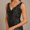 Formal & Evening | Trumpet/Mermaid V-Neck Floor-Length Sequin Chiffon Evening Dress Black – Womens