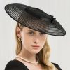 Hats | Classic Bowknot Sinamay Tea Party/Cocktail/Kentucky Derby Saucer Hats/Fascinators Black – Girls