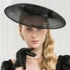 Hats | Classic Bowknot Sinamay Tea Party/Cocktail/Kentucky Derby Saucer Hats/Fascinators Black – Girls