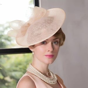 Hats | Elegant Bowknot Sinamay Cocktail/Kentucky Derby Saucer Hats/Fascinators With Headband Pink – Girls