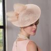 Hats | Elegant Bowknot Sinamay Cocktail/Kentucky Derby Saucer Hats/Fascinators With Headband Pink – Girls