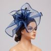 Hats | Elegant Flower Mesh Tea Party/Cocktail/Kentucky Derby Fascinators With Clip Dark Navy – Girls