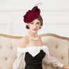 Hats | Elegant Wool Wedding/Cocktail/Ladies Day Saucer Hats/Fascinators With Headband Burgundy – Girls