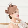 Hats | Elegant Wool Wedding/Cocktail/Ladies Day Saucer Hats/Fascinators With Headband Burgundy – Girls