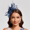 Hats | Faux Feather/Flower Mesh Kentucky Derby Fascinators With Clip Dark Navy – Girls