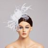 Hats | Faux Feather/Flower Mesh Kentucky Derby Fascinators With Clip Dark Navy – Girls