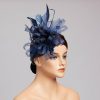 Hats | Faux Feather/Flower Mesh Kentucky Derby Fascinators With Clip Dark Navy – Girls