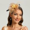 Hats | Faux Feather/Flower Mesh Kentucky Derby Fascinators With Clip Gold – Girls