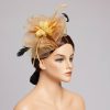 Hats | Faux Feather/Flower Mesh Kentucky Derby Fascinators With Clip Gold – Girls