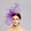 Hats | Faux Feather/Flower Mesh Kentucky Derby Fascinators With Clip Purple – Girls