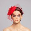 Hats | Imitation Pearls/Veil Mesh Kentucky Derby Fascinators With Clip Burgundy – Girls