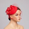 Hats | Imitation Pearls/Veil Mesh Kentucky Derby Fascinators With Clip Burgundy – Girls