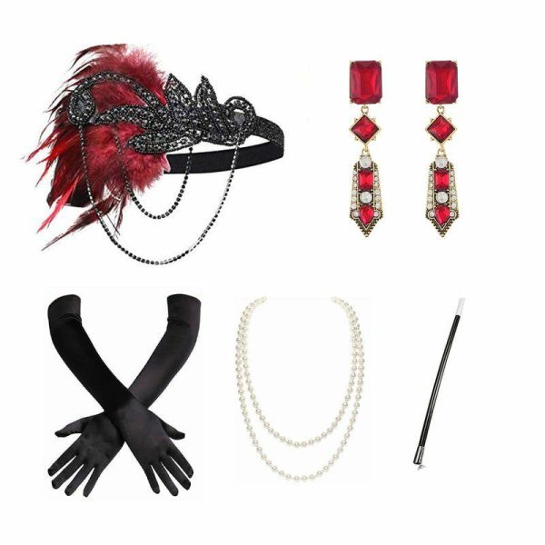 Hats | Women’s 1920s Flapper Great Gatsby Polyester With Faux Feather/Rhinestone Cocktail Fascinators With Hair band Burgundy – Girls