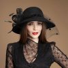 Hats | Women’s Classic Faux Feather Casual/Wedding Church Hats Burgundy – Girls