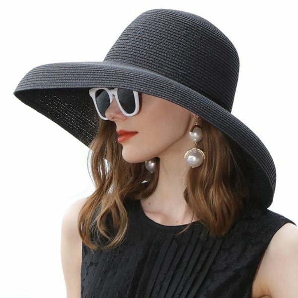 Hats | Women’s Classic/Wide Brim Casual/Holiday/Beach Summer Sun Hats/Straw Hats Black – Girls