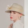 Hats | Women’s Elegant Bowknot Wedding/Ladies Day Sun Hats/Church Hats/Straw Hats Apricot – Girls