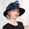 Hats | Women’s Elegant Flower Cocktail/Ladies Day Church Hats Dark Blue – Girls