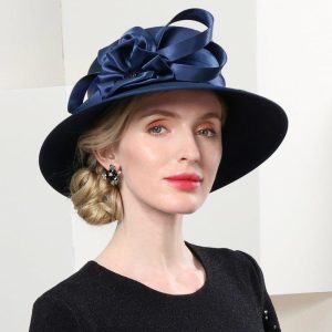 Hats | Women’s Elegant Flower Cocktail/Ladies Day Church Hats Dark Blue – Girls