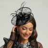 Hats | Women’s Elegant/Vintage Mesh With Flower Cocktail/Kentucky Derby Fascinators With Clip Black – Girls