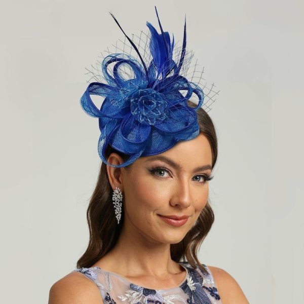 Hats | Women’s Elegant/Vintage Mesh With Flower Cocktail/Kentucky Derby Fascinators With Clip Royal Blue – Girls