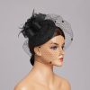 Hats | Women’s Elegant/Vintage Mesh With Flower/Faux Feather Cocktail/Kentucky Derby Pillbox Hats/Fascinators With Clip Black – Girls