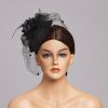 Hats | Women’s Elegant/Vintage Mesh With Flower/Faux Feather Cocktail/Kentucky Derby Pillbox Hats/Fascinators With Clip Black – Girls