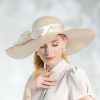 Hats | Women’s Elegant/Wide Brim Bowknot Wedding/Holiday/Beach Summer Sun Hats/Church Hats/Straw Hats Beige – Girls