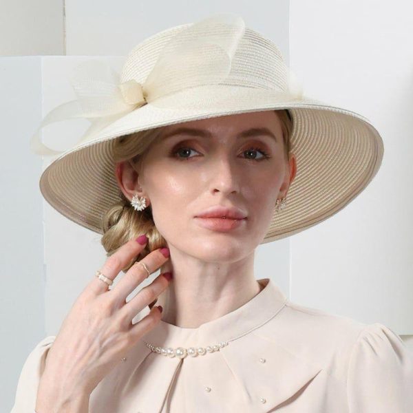 Hats | Women’s Elegant/Wide Brim Bowknot Wedding/Tea Party Sun Hats/Church Hats/Straw Hats Champagne – Girls