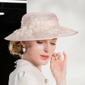 Hats | Women’s Elegant/Wide Brim Flower Sinamay Wedding/Ladies Day Church Hats Pink – Girls