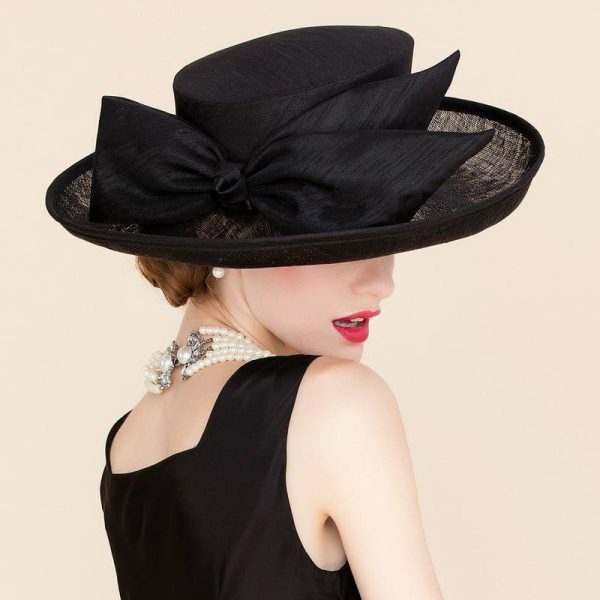 Hats | Women’s Fancy/Wide Brim Bowknot Sinamay Wedding/Kentucky Derby Church Hats Black – Girls