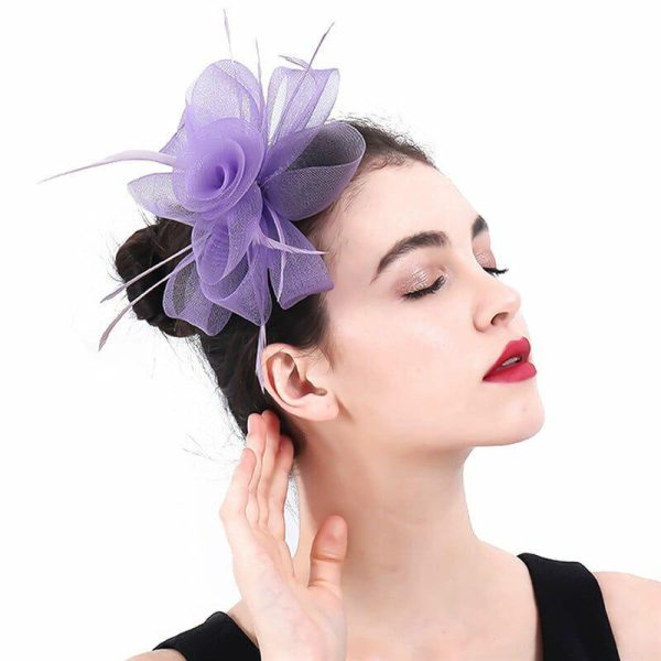 Hats | Women’s Mesh Kentucky Derby Fascinators With Clip Light Purple – Girls