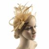 Hats | Women’s Mesh With Bowknot/Faux Feather Kentucky Derby Fascinators With Clip/Headband Gold – Girls