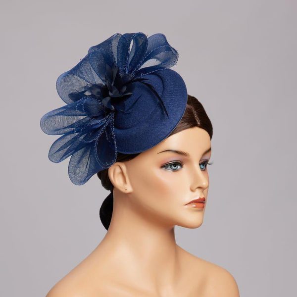 Hats | Women’s Mesh With Bowknot/Faux Feather Kentucky Derby Pillbox Hats/Fascinators With Clip Dark Navy – Girls