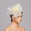 Hats | Women’s Mesh With Faux Feather/Flower Kentucky Derby Fascinators With Clip Beige – Girls