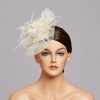 Hats | Women’s Mesh With Faux Feather/Flower Kentucky Derby Fascinators With Clip Beige – Girls