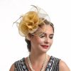 Hats | Women’s Mesh With Faux Feather/Flower Kentucky Derby Fascinators With Clip/Headband Gold – Girls