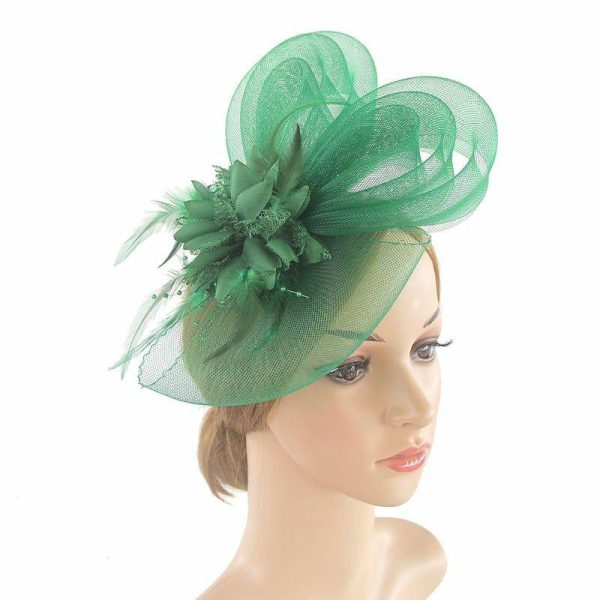 Hats | Women’s Mesh With Faux Feather/Flower Kentucky Derby Fascinators With Clip/Headband Green – Girls