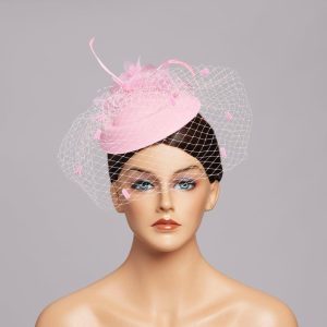 Hats | Women’s Mesh With Faux Feather/Flower/Veil Kentucky Derby Pillbox Hats/Fascinators With Clip Pink – Girls