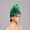 Hats | Women’s Mesh With Faux Feather/Lace Kentucky Derby Fascinators With Clip Green – Girls