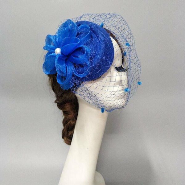 Hats | Women’s Mesh With Flower/Pearl/Veil Kentucky Derby Fascinators With Clip Blue – Girls