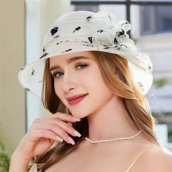 Hats | Women’s Polyester With Flower Kentucky Derby Church Hats White – Girls